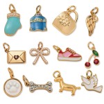 DIY Cartoon Charm Pendant Set for Jewelry Making - Gold Color Charms
