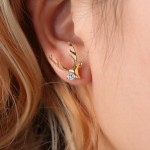 Vintage Gold Tone Elk Deer Stud Earrings with Zirconia Accents
