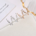 Vintage Gold Tone Elk Deer Stud Earrings with Zirconia Accents