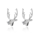 Vintage Gold Tone Elk Deer Stud Earrings with Zirconia Accents