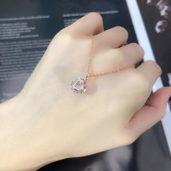 Minimalist Round Crystal Pendant Necklace for Women
