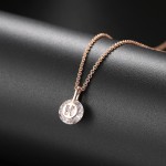 Minimalist Round Crystal Pendant Necklace for Women