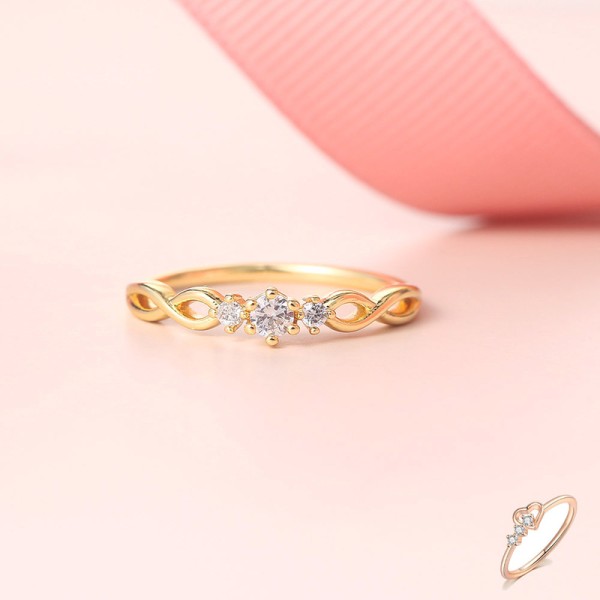 Dainty Gold Color Mini Zircon Ring for Women