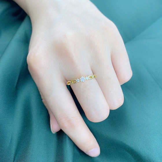 Dainty Gold Color Mini Zircon Ring for Women