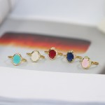 Oval Pink CZ Statement Ring in Light Gold for Women