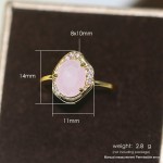 Oval Pink CZ Statement Ring in Light Gold for Women