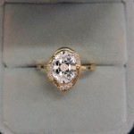 Oval Pink CZ Statement Ring in Light Gold for Women