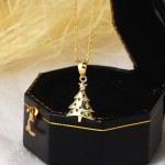 Green Crystal Christmas Tree Pendant Necklace for Women