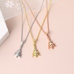 Green Crystal Christmas Tree Pendant Necklace for Women
