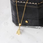 Green Crystal Christmas Tree Pendant Necklace for Women