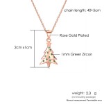Green Crystal Christmas Tree Pendant Necklace for Women
