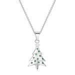 Green Crystal Christmas Tree Pendant Necklace for Women