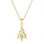 Green Crystal Christmas Tree Pendant Necklace for Women