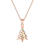 Green Crystal Christmas Tree Pendant Necklace for Women