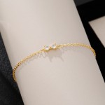 Crystal Bowknot Charm Bracelet for Women Gold Heart Zircon Jewelry