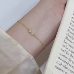 Crystal Bowknot Charm Bracelet for Women Gold Heart Zircon Jewelry