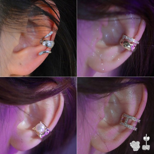 1pc Crystal Ear Cuff Wrap Stud No Piercing Clip Earrings For Women Female Trendy Zircon Ear Rings Conch Jewelry Bijoux Gift