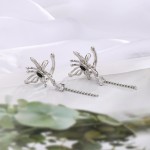 Gothic Butterfly Clip-On Earrings with Black Crystal Waterdrop Tassel