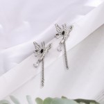 Gothic Butterfly Clip-On Earrings with Black Crystal Waterdrop Tassel
