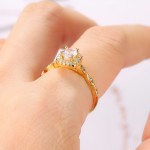 Adjustable Gold Crystal Engagement Ring for Women
