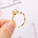 Adjustable Gold Crystal Engagement Ring for Women
