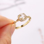Adjustable Gold Crystal Engagement Ring for Women