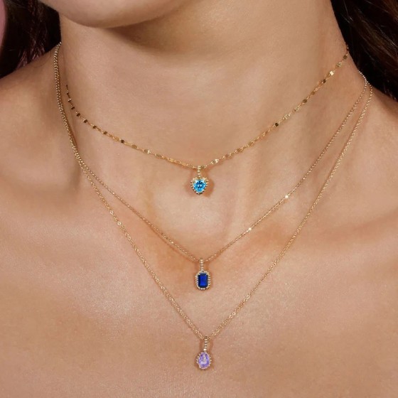 Colorful Zircon Heart Waterdrop Pendant Necklace for Women