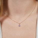 Colorful Zircon Heart Waterdrop Pendant Necklace for Women