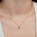 Colorful Zircon Heart Waterdrop Pendant Necklace for Women