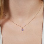 Colorful Zircon Heart Waterdrop Pendant Necklace for Women