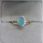 Women's Oval Multicolor Candy Stone CZ Wedding Ring in Light Gold