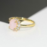 Women's Oval Multicolor Candy Stone CZ Wedding Ring in Light Gold