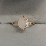 Women's Oval Multicolor Candy Stone CZ Wedding Ring in Light Gold