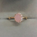 Women's Oval Multicolor Candy Stone CZ Wedding Ring in Light Gold
