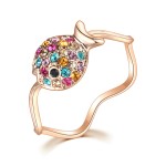 Rose Gold Clover & Fish Crystal Ring