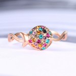 Rose Gold Clover & Fish Crystal Ring