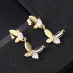 Gold Butterfly Drop Earrings with Zircon Accents for Women