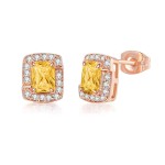 Square Cubic Zirconia Earrings for Women, Classic Luxury Style