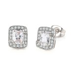 Square Cubic Zirconia Earrings for Women, Classic Luxury Style