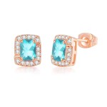 Square Cubic Zirconia Earrings for Women, Classic Luxury Style