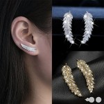 Gold Feather & Leaf Stud Earrings for Women