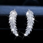 Gold Feather & Leaf Stud Earrings for Women