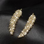 Gold Feather & Leaf Stud Earrings for Women
