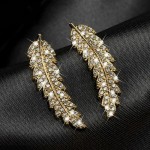 Gold Feather & Leaf Stud Earrings for Women