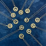 12 Constellation Zodiac Sign Gold Pendant Necklace for Women