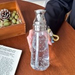 Leopard Print Bowknot Stars Water Bottle 500ml Dual-Use Transparent Cup