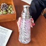Leopard Print Bowknot Stars Water Bottle 500ml Dual-Use Transparent Cup