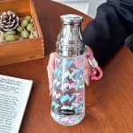Leopard Print Bowknot Stars Water Bottle 500ml Dual-Use Transparent Cup