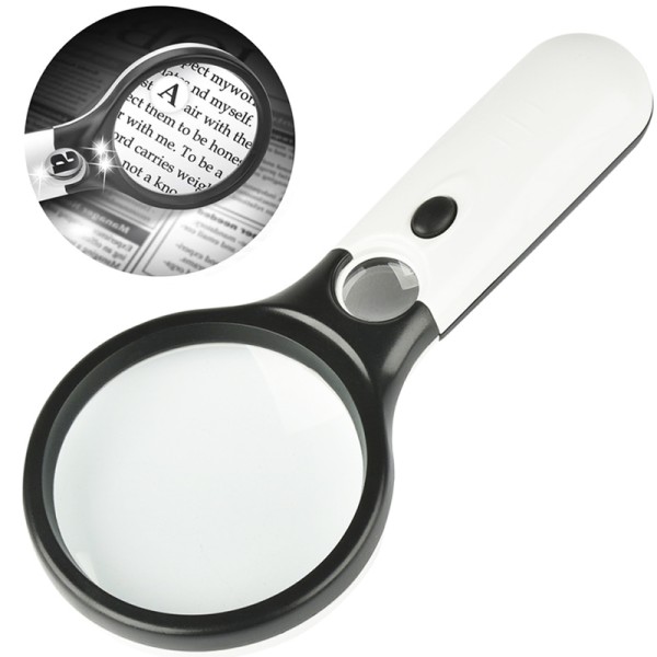 45X Handheld Magnifying Glass with 3 LED Lights for Reading and Jewelry