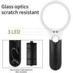45X Handheld Magnifying Glass with 3 LED Lights for Reading and Jewelry
